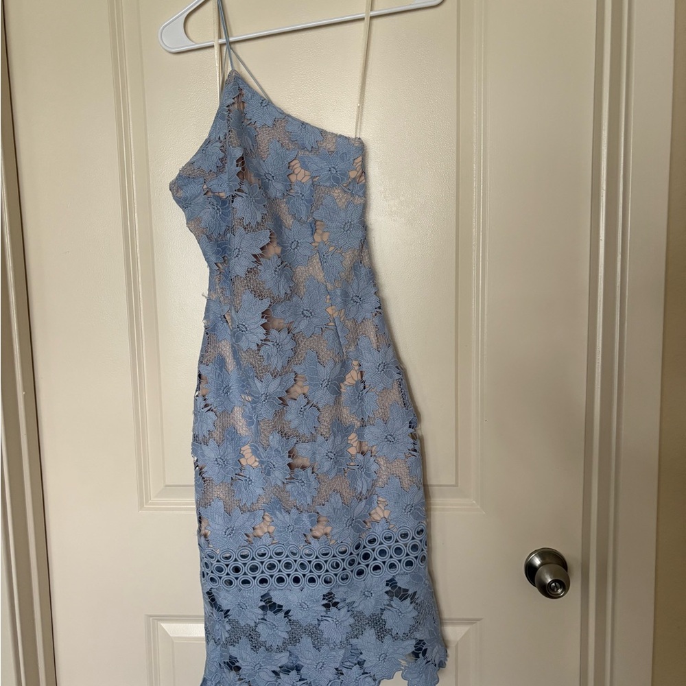 Gianni Bini Asymmetrical Blue Lace Dress